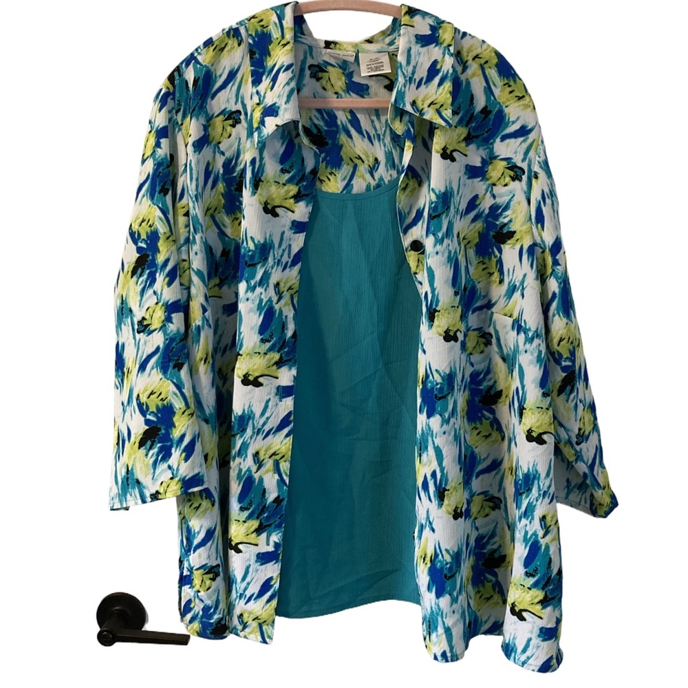 JMS Women’s 3X Blouse | Bright Floral Cruise Top | Summer Office Vacation Style